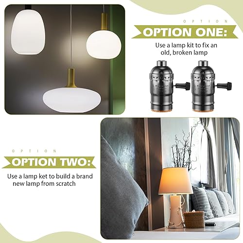 Miniatura 11 de Zonon Juego de 2 piezas de reparación de lámpara de pie, piezas de lámpara con cable de 12 pies y enchufe de 3 vías, juego completo de accesorios