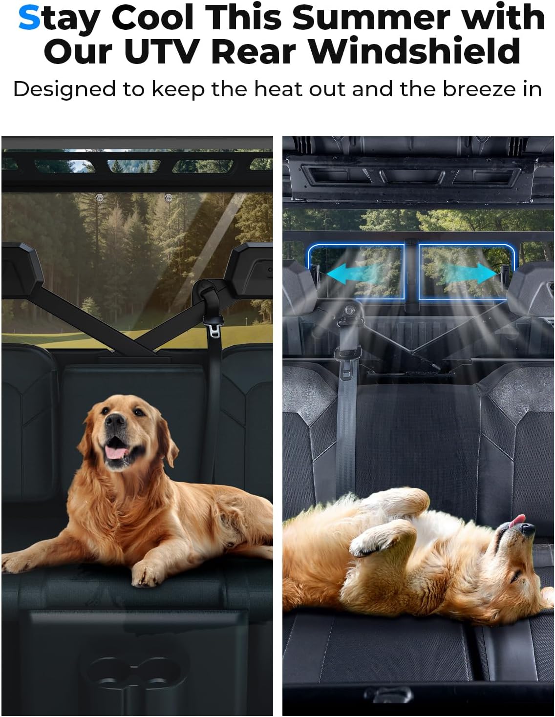 KEMIMOTO UTV Sliding Glass Rear Window Compatible with Polaris Ranger 1000 900 570 XP Crew Fullsize 2013-2025 2026, Vented Scratch-Resistant UV-Proof Back Windshield Fit Roof Accessories Parts - Image 3