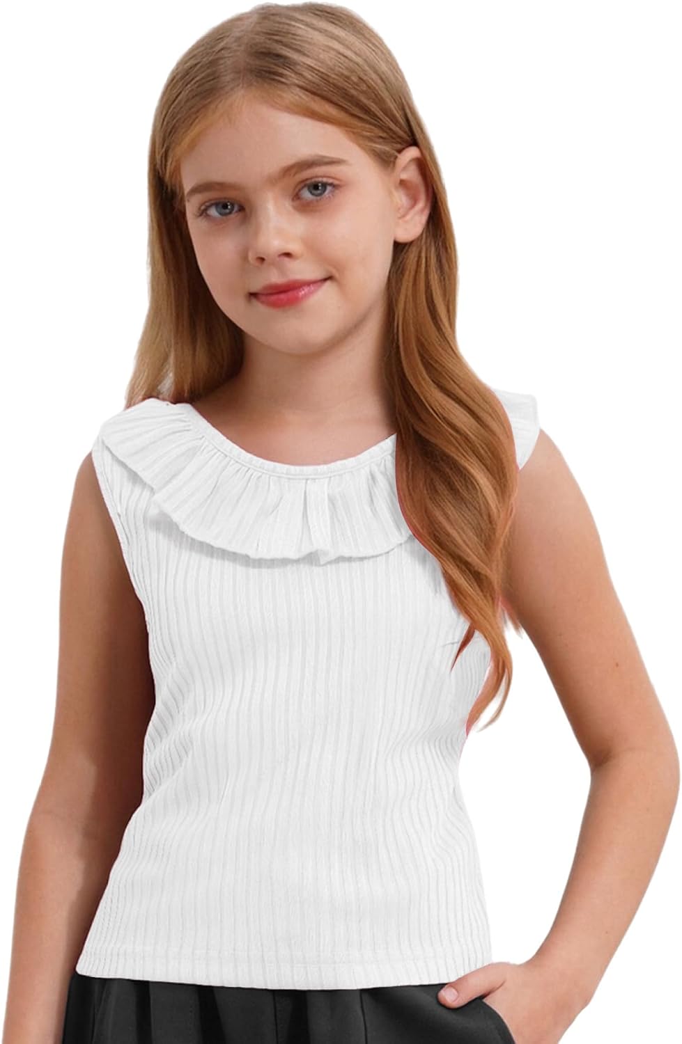 Ribbed Sleeveless Tank Tops for Girls Basic Undershirts Workout Dance Gym Vest Summer Casual Vest
