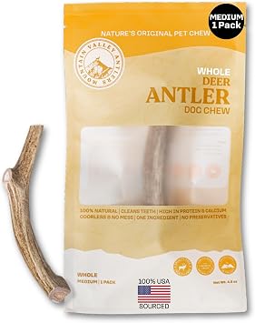 Mountain Valley Deer Antlers for Dogs Organic Chew Whole Dog Antler, Medium