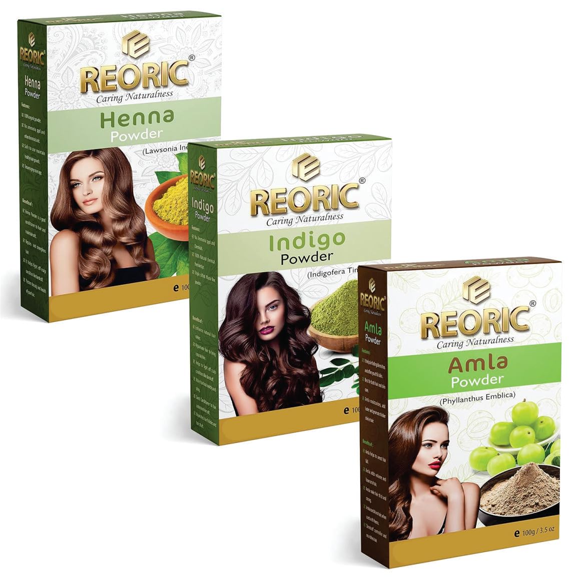 Reoric amla powder indigo powder & henna powder |amla powder|indigo powder|natural dye for hair |hair colour without ammonia n camicals allergy free |natural hair pack powder(300g, Pack of 3)-picture-13