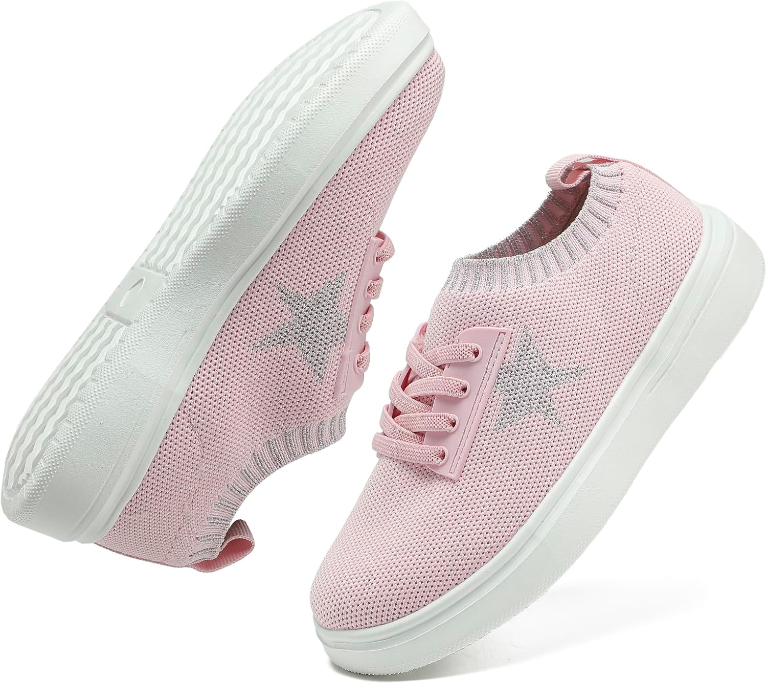 Girls White Running Shoes - Lightweight Breathable Sneakers for Kids and Toddlers - Mesh Casual Sports Tennis Shoes