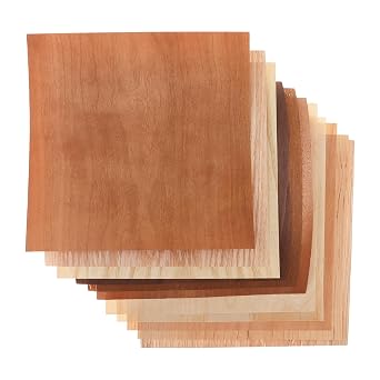 20 pcs Natural Raw Wood Veneer 7.9 * 7.9 * 1/100in Mixed Wood Veneer Sheets