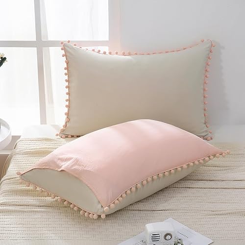 Miniatura 102 de Blue Body Pillow Cover Shabby Chic Long Pillow Case Cover Navy Blue Pom Poms Fringe Body Pillow case with Pocket Closure 20x54 inches(Body,Navy Blue)