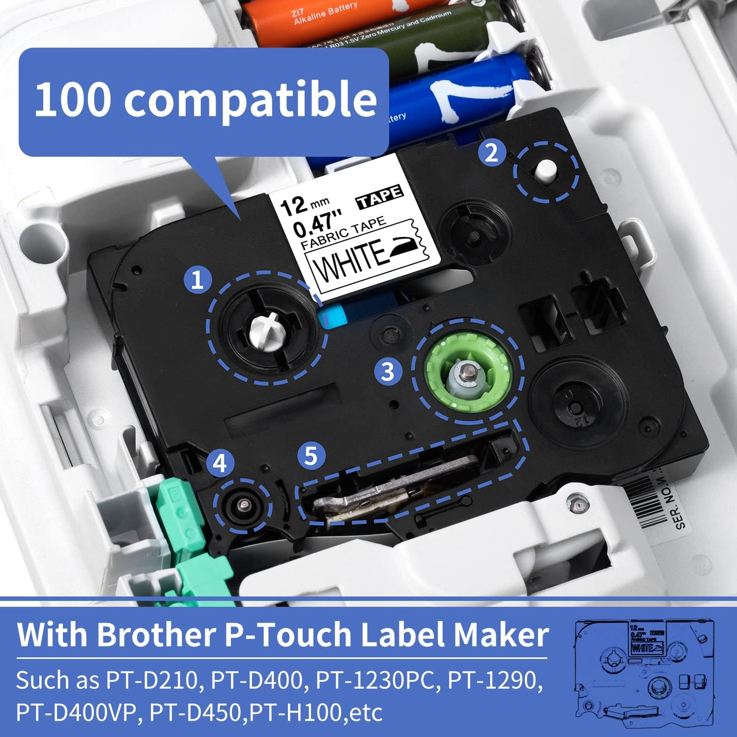 8-Pack, Including 5X TZe-FA231 Fabric Iron-On Label Tape + 3X TZe Fabric Iron-On Colored Tape 12mm 0.47 Replace for Brother Label Maker Tape Compatible with Brother P-Touch Label Maker