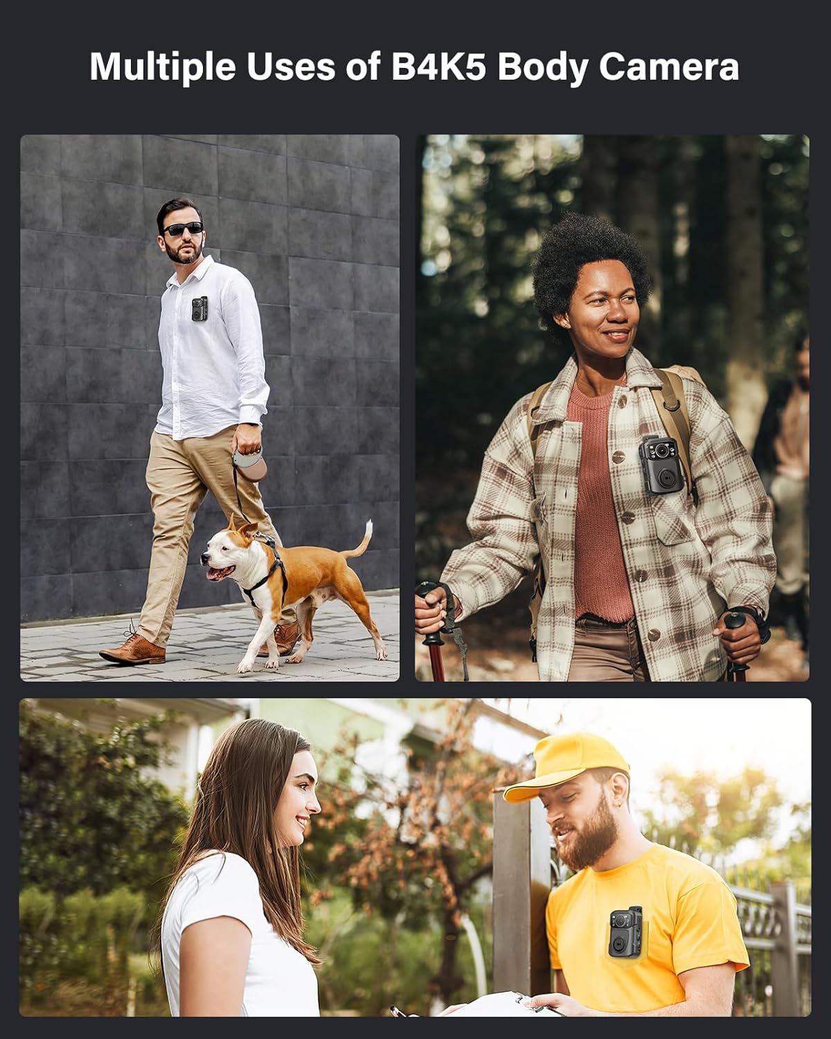 BOBLOV B4K5 4K Body Camera, 3400mAh IP68 Waterproof GPS Police 128GB Body Cams for 11Hrs(1080P Only) Video Record, Provide Charging Dock, Night Vision Video Camcorder for Personal, Guard Civilians - Image 6