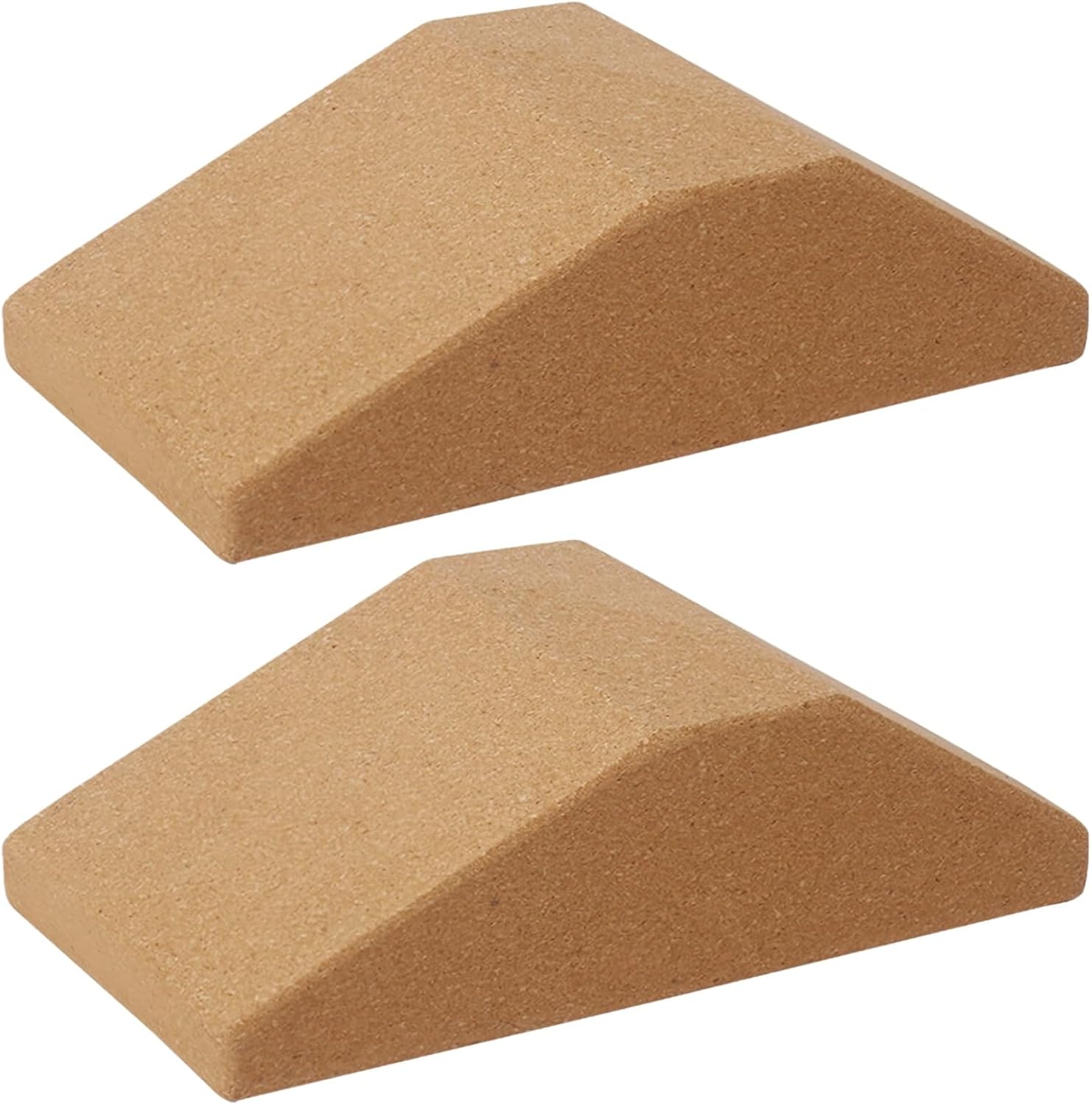 2-Pack High-Density Cork Yoga Blocks, Triangular Non-Slip Wedge for Wrist Support, Squats, and Myofascial Release in Yoga and Pilates