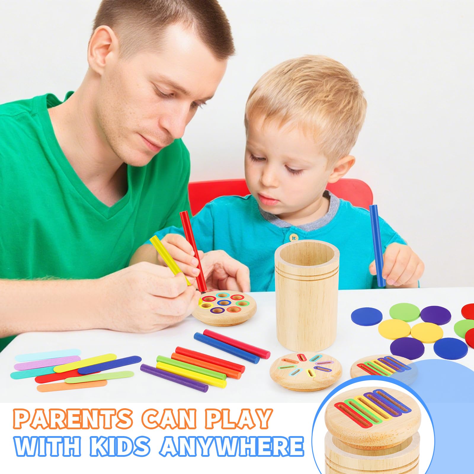 Jeu Montessori 3-en-1 En Bois – Tri Couleurs Et Formes, 47 Pièces, Motricité Fine Et Apprentissage 1-3 Ans