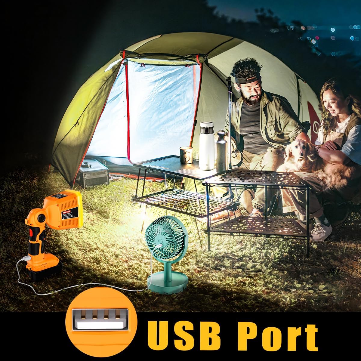 Flashlight for Dewalt 20V Max Li-ion Battery, 18W Spotlight with USB Port, 1250Lumen LED Work Light with 110 Degree Pivoting Head, Jobsite Light for Indoor Outdoor Use