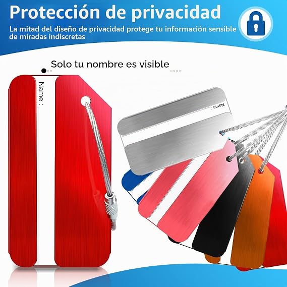 Luggage Tags, 6 Pieces Luggage Tags, Suitcase Tags, Metal Tags for Airplane Luggage, Travel Bag, Suitcase, Identification Tags