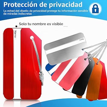 Luggage Tags, 6 Pieces Luggage Tags, Suitcase Tags, Metal Tags for Airplane Luggage, Travel Bag, Suitcase, Identification Tags