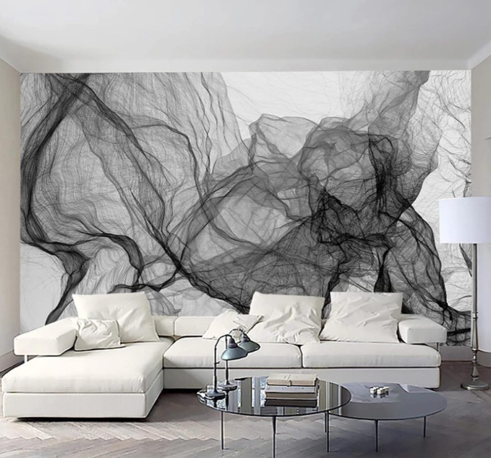 Papier peint 3D vagues rayures noires blanches XLMING tapisserie murale salon chambre 150x105