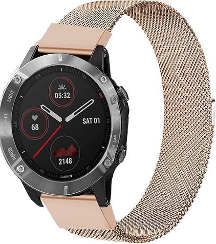 Fenix 7X/Fenix 6X Pro/Fenix 6X Sapphire Solar Watch Bands, 0.86 pulgadas, malla de metal de ajuste rápido, correa de repuesto de acero inoxidable