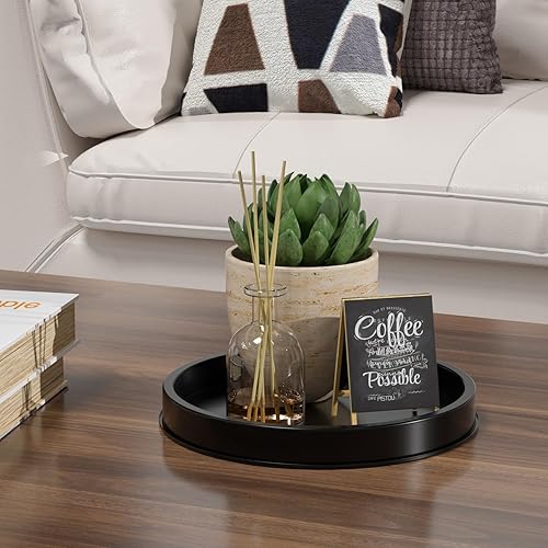 Miniatura 3 de HGF Bandeja decorativa para mesa auxiliar, bandejas redondas de hierro de metal de 9 pulgadas para fregadero de cocina, organizador de mesa de