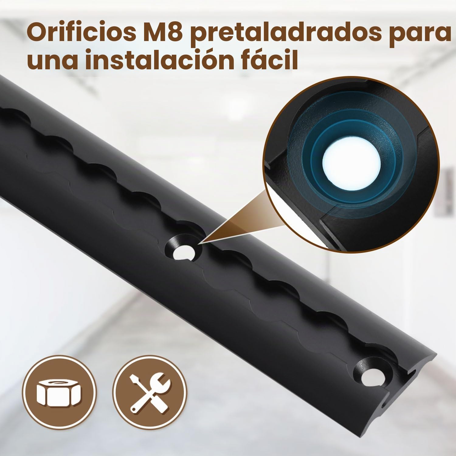 Rieles para aerolíneas 4 x 1 m, riel semicircular con 10 aros de amarre y 8 tapas finales, accesorios de riel de aerolínea negro, para remolques, coches, camiones, caravanas, autocaravanas