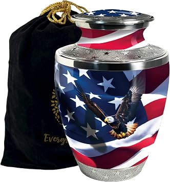American Flag | U.S. Flag Urn for Ashes - Large Cremation Urn for Adult Ashes Male & Female, Urn for Remains for Burial & Decoration & Funeral Large