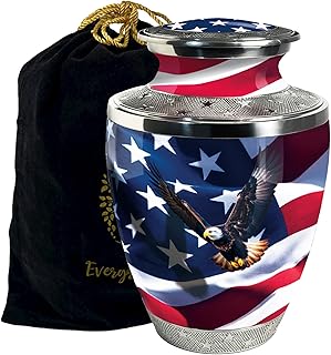 American Flag | U.S. Flag Urn for Ashes - Large Cremation Urn for Adult Ashes Male & Female, Urn for Remains for Burial & Decoration & Funeral (Large)