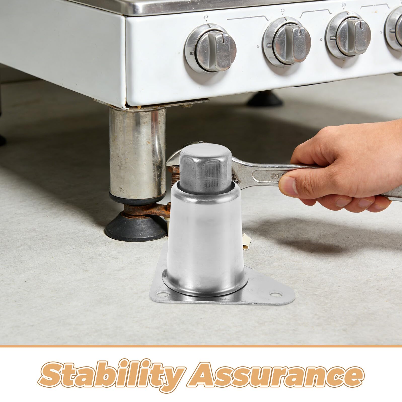 Yardenfun 2 Set Gambe Regolabili per Mobili in Acciaio Inox 4" con Piastra Triangolare, Piedini di Supporto per Cucine Commerciali, Divani e Letti, Altezza Regolabile da 4" a 5,3" per