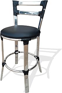 Banqueta Evolve Baixa 50cm Metal Alumínio Courino Preto | Banquinho Bistrô Bar Bancada Área Gourmet Cozinha Americana Churrasqueira  