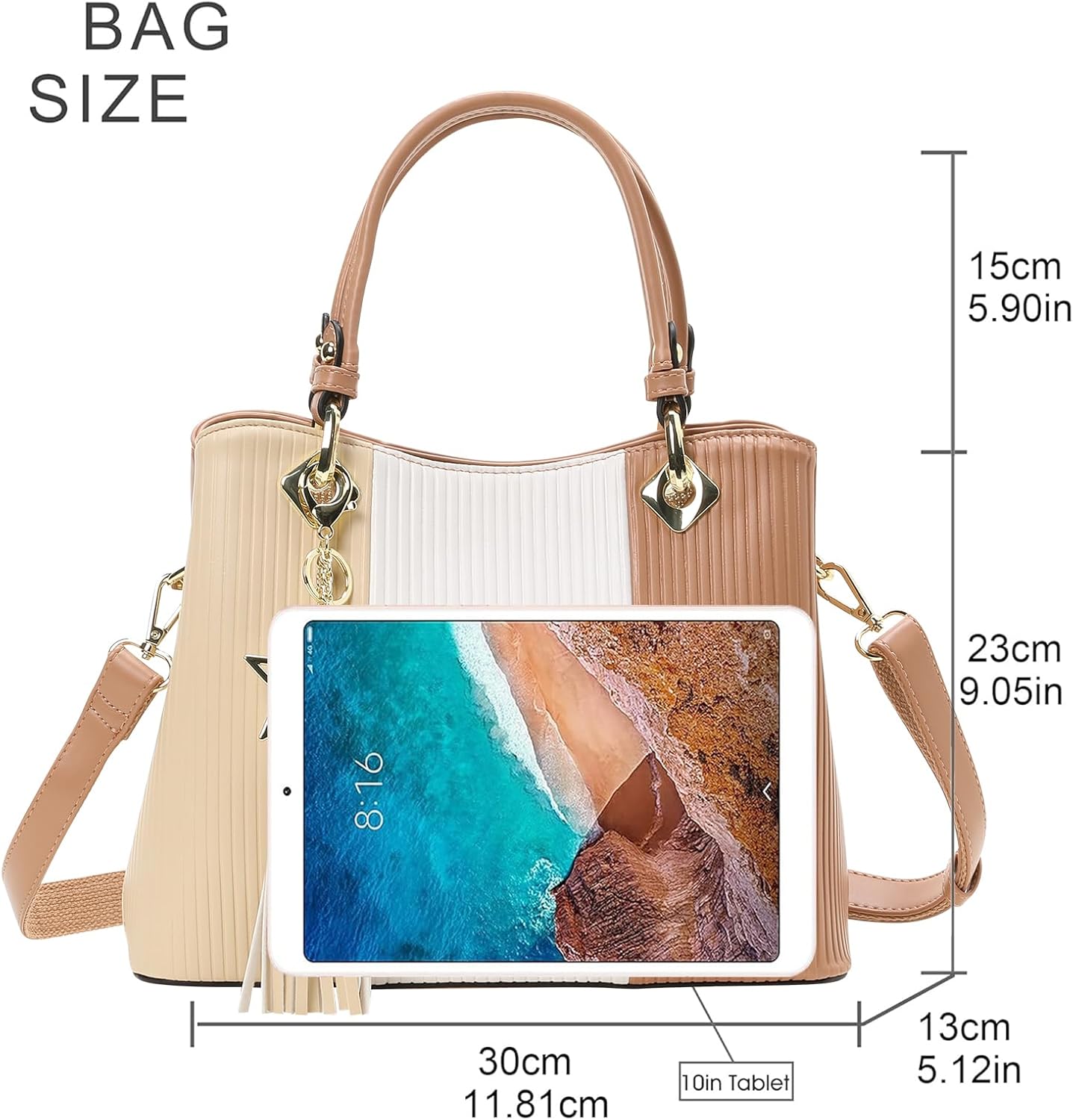 Pomelo Best Purses and Handbags for Women with Multiple Pockets, Leather Top Handle Satchel Fashion Tote Shoulder Bags Ladies - Image 4