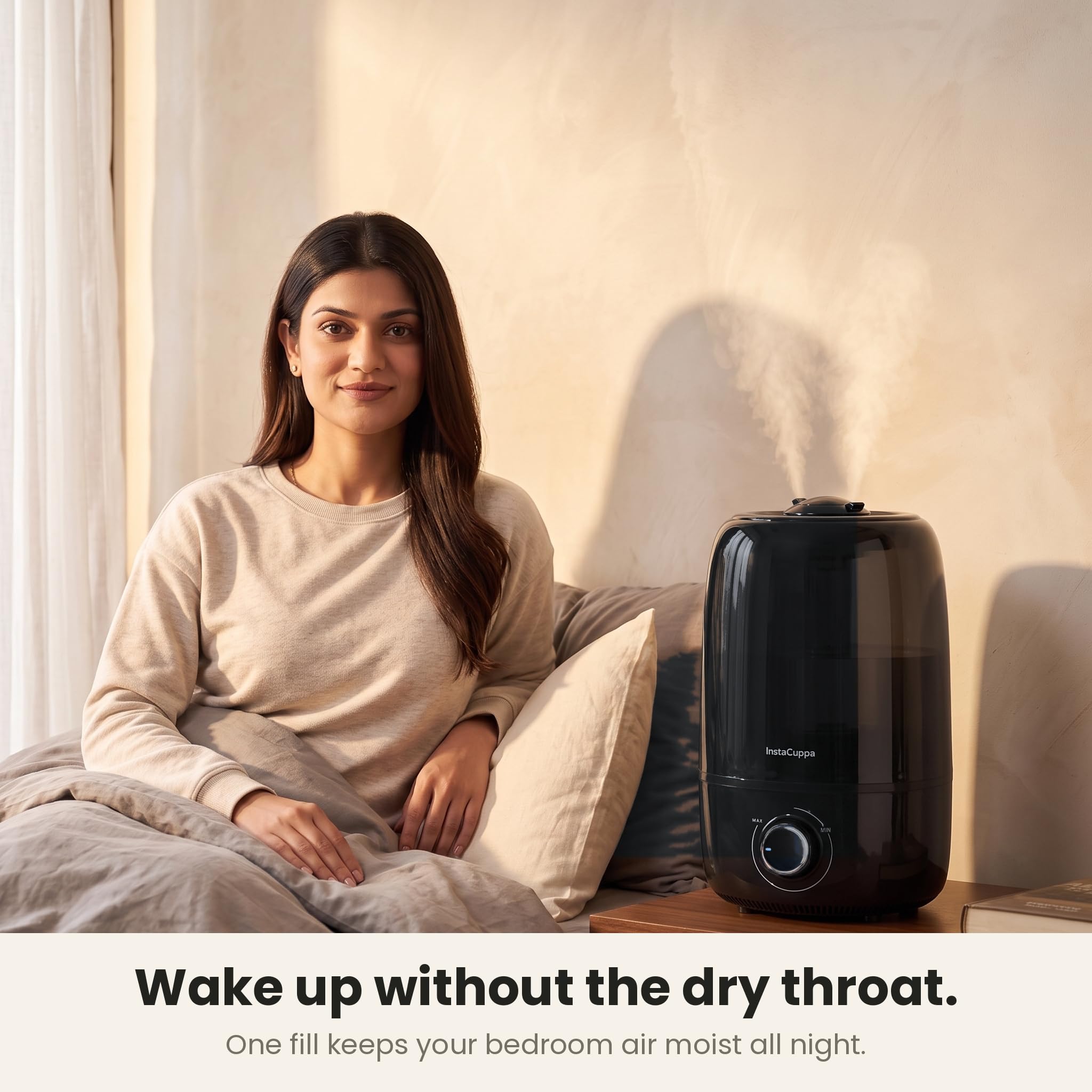 InstaCuppa Ultrasonic Cool Mist Humidifier for Room, Effective Cold & Cough Relief with Moisture Control, Separate Aroma Oil Diffuser Container, Ceramic Balls Water & Cotton Mesh Air Filters, 4 Liter 3