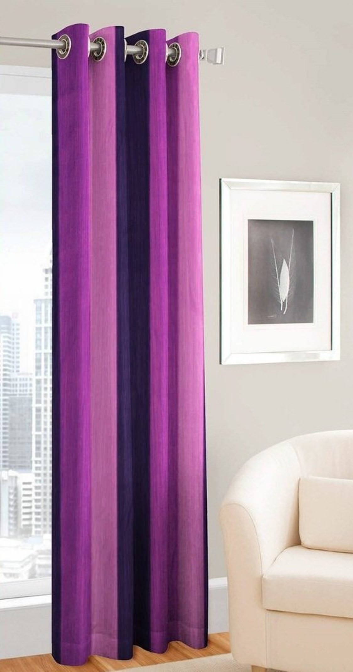 FRESH FROM LOOM Plain Curtains for Door 9 Feet Long | Curtain for Big Window | Yarn Weaved Parda | Modern Parde for Living Room Bedroom | Screens with Eyelet Ring | Hypoallergenic (Purple, 1pc only) (B07BJ8PLK9) Amazon Price History, Amazon Price Tracker