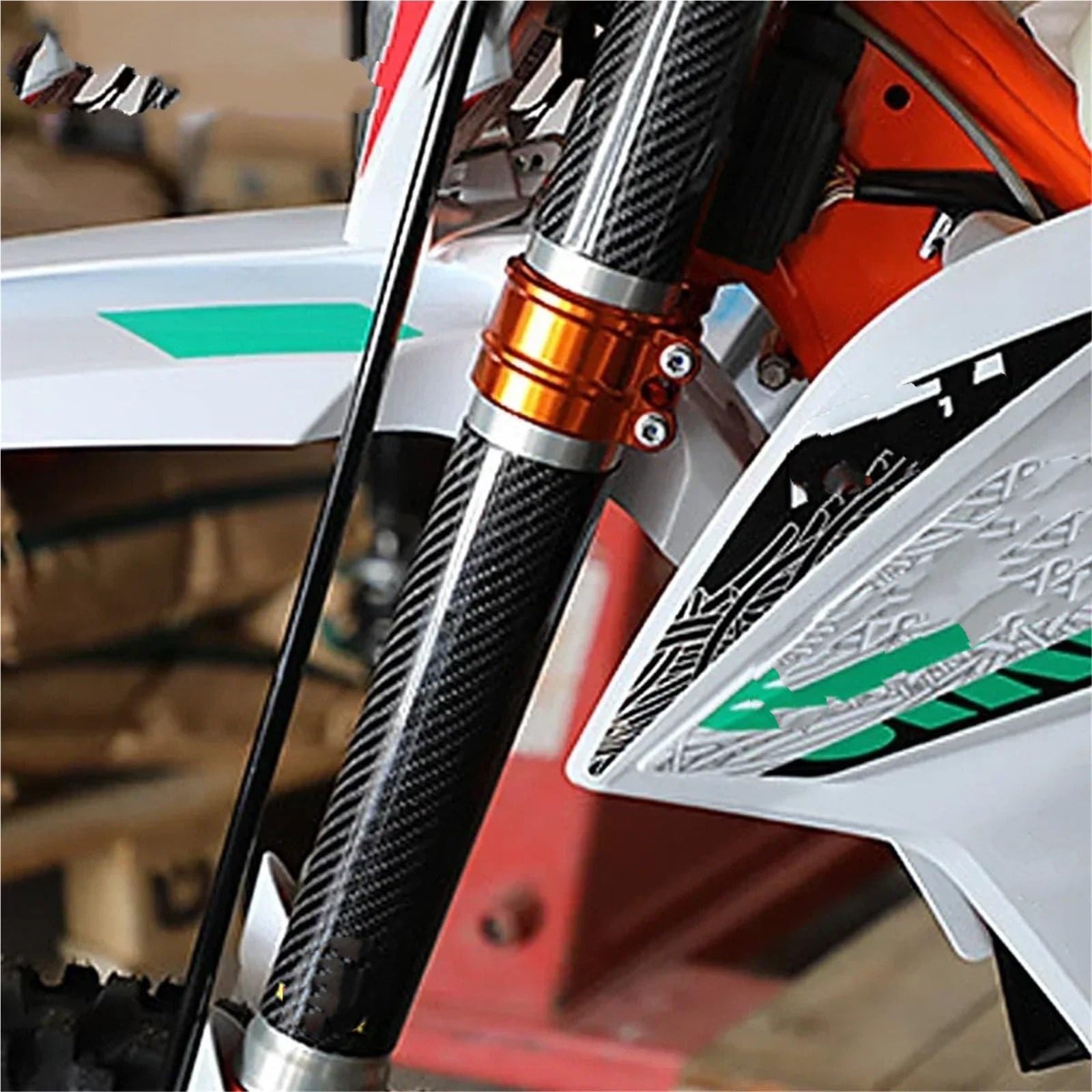 Protectores de Horquilla Fibra Carbono 160, 178, 202, 225 y 248 mm, Compatible con Honda Compatible K/TM para Motocross Cubierta de Horquilla de Goma Polainas Motocicleta(172MM)