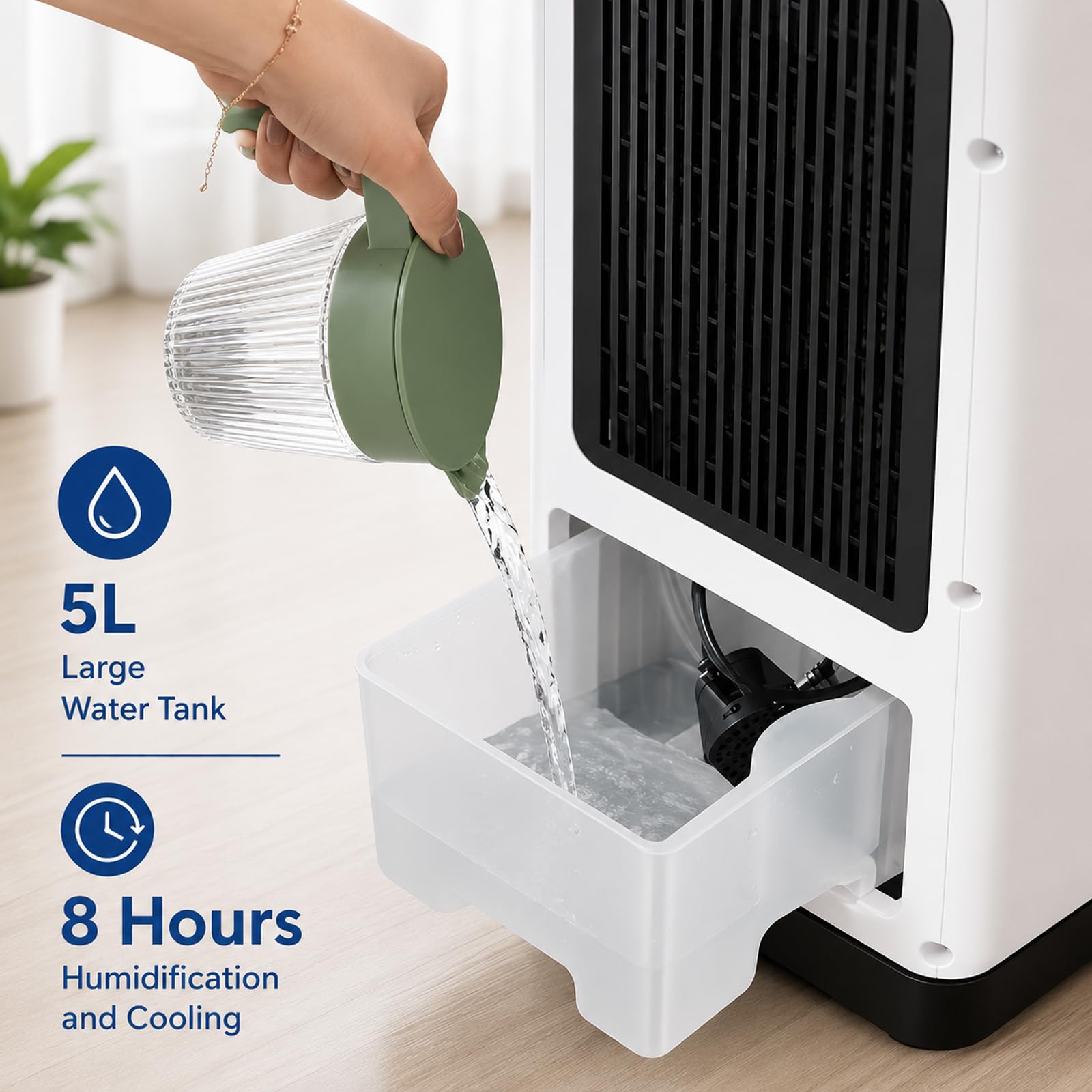 12000 BTU Tragbare Klimaanlage mit Fernbedienung, Energieklasse A Verdunstungskühler für Schlafzimmer und Büro Kühlen und Heizen
