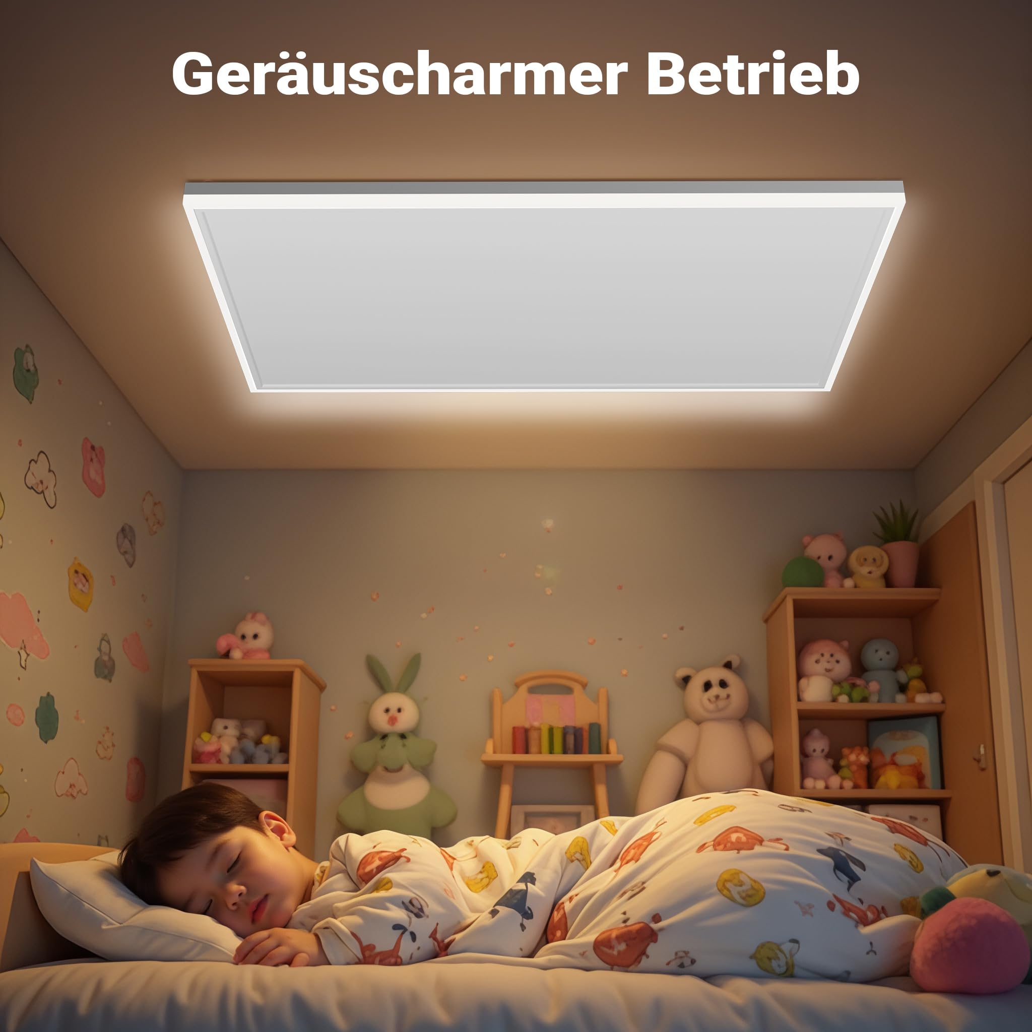 Wiltec Infrarot Deckenheizung 370 W, Infrarotheizung Deckenmontage mit LED-Beleuchtung 65,5 x 63 x 3,5 cm, Infrarot Heizung mit Thermostat