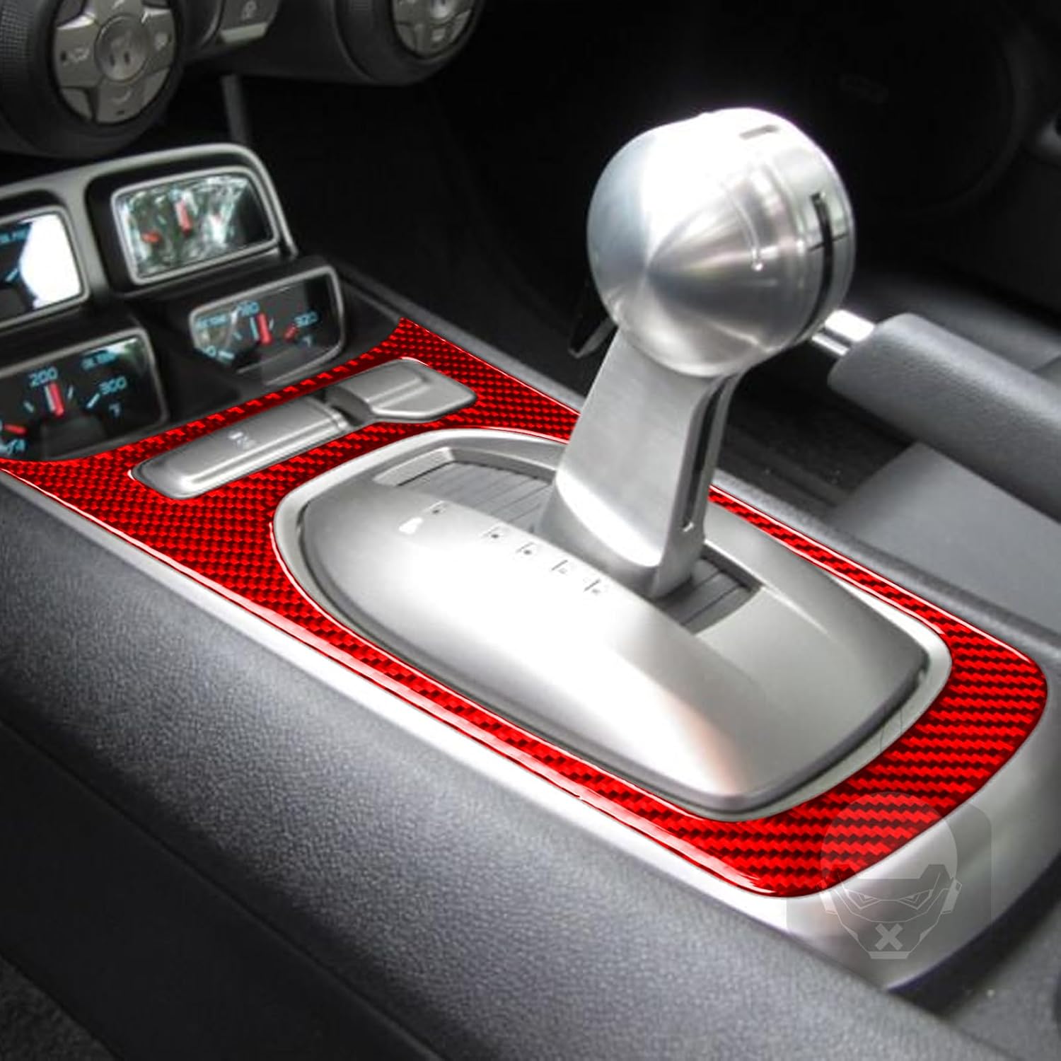 Car Automatic Gear Shift Panel Frame Decal Real Carbon Fiber Interior Trim Compatible with Chevy/Chevrolet Camaro 2012 2013 2014 2015 Sticker Accessories Decoration - B Red