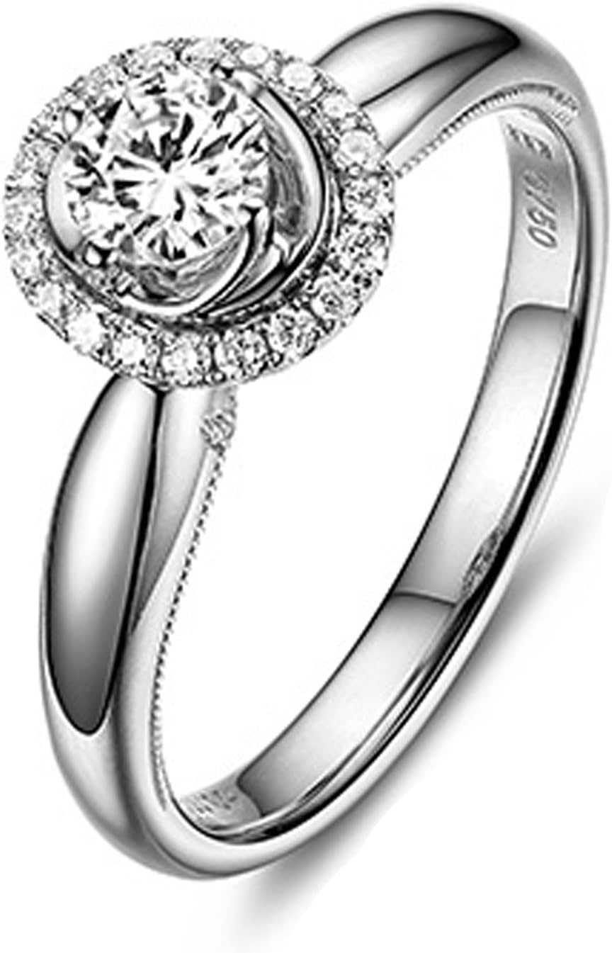 Daesar 18K White Gold 1ct Diamond Engagement Rings for Women Promise Wedding Ring Band, H, VS