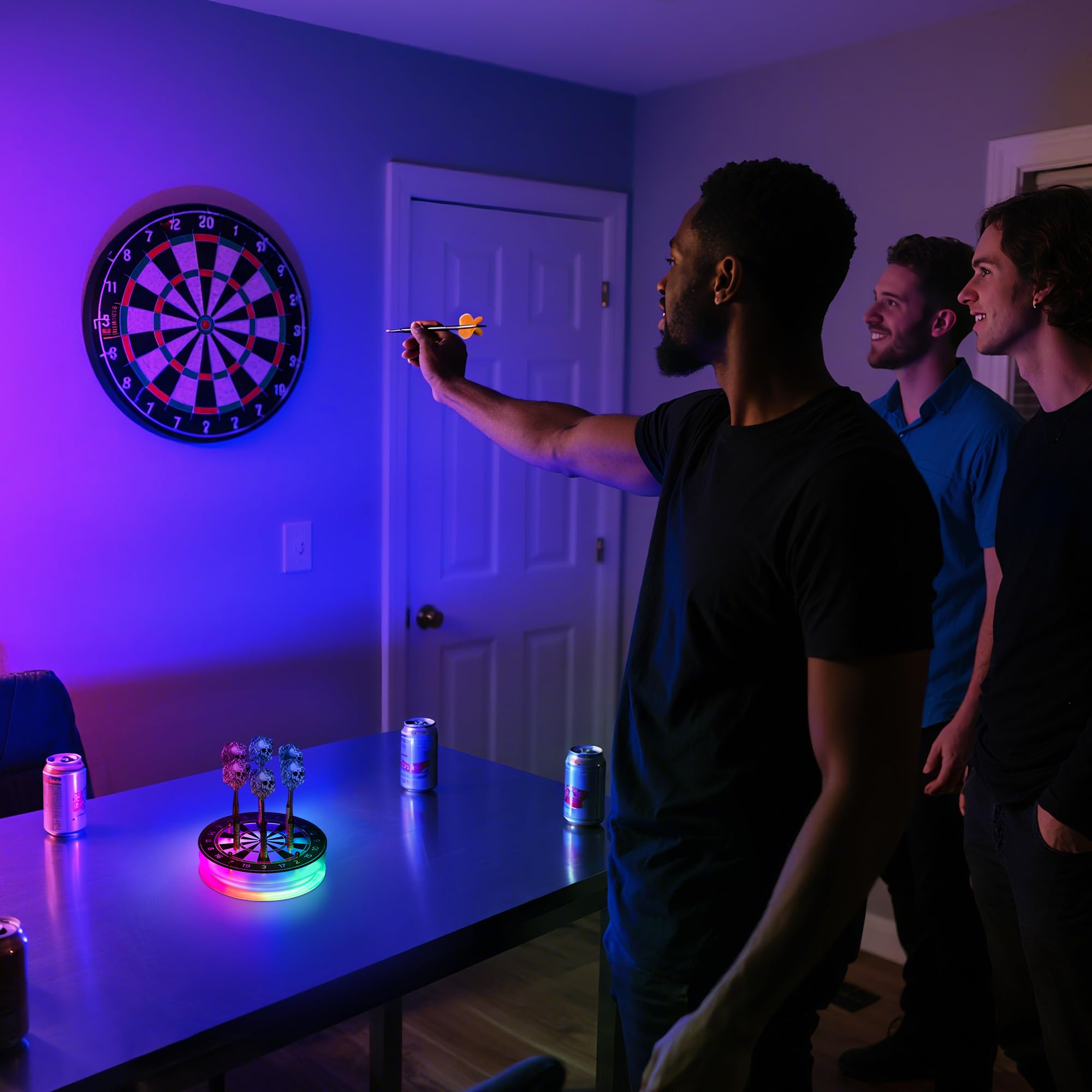CoolGift Mart leuchtender Dartboard-Ständer, LED-Dartboard-Ständer, fasst 6 Darts, Weihnachtsdesign, Männer und Dart-Liebhaber