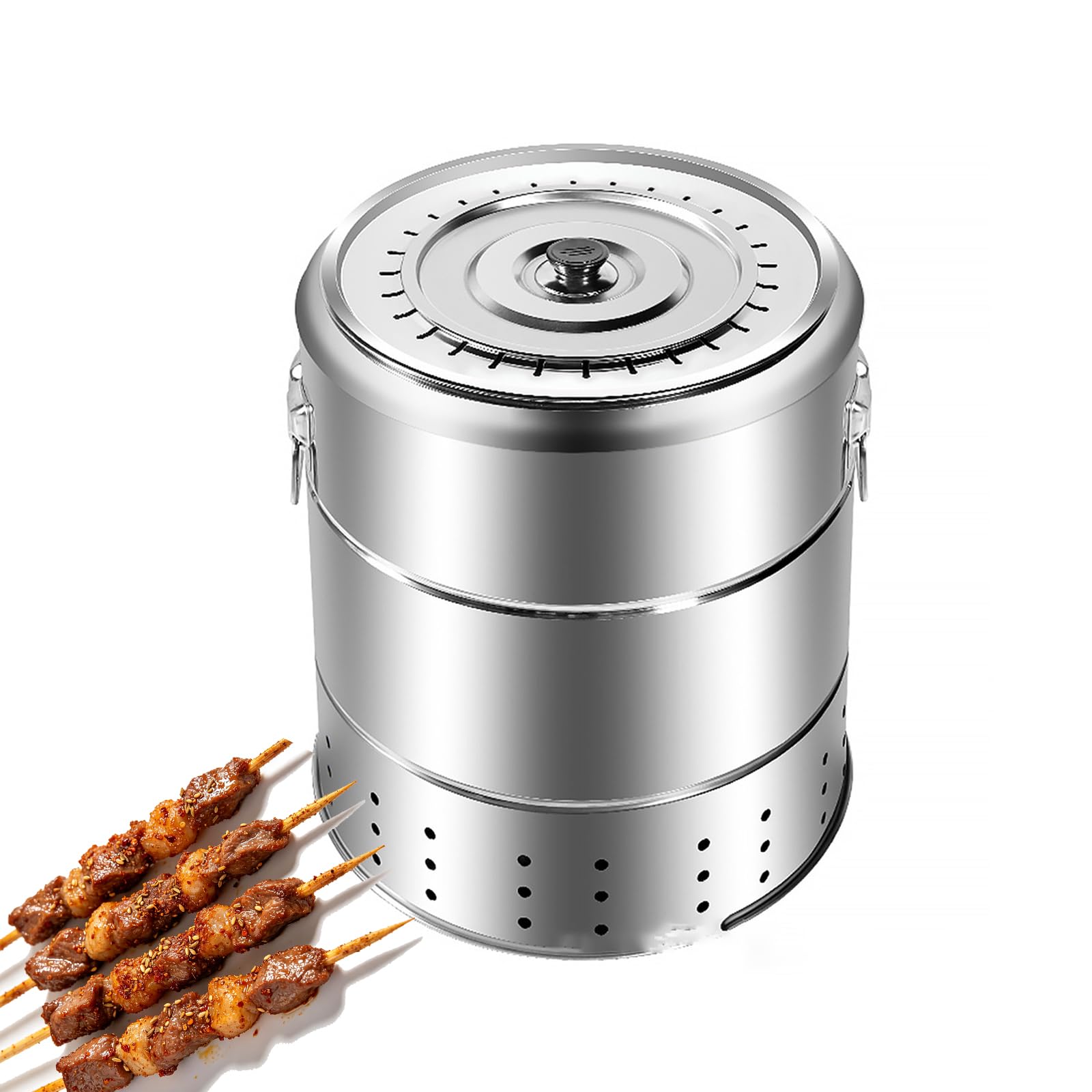 Wiszący grill na węgiel drzewny, bezdymny grill ze stali nierdzewnej, równomierne ogrzewanie 360° Pionowa kuchenka do grillowania do biwakowania w pomieszczeniach i na zewnątrz