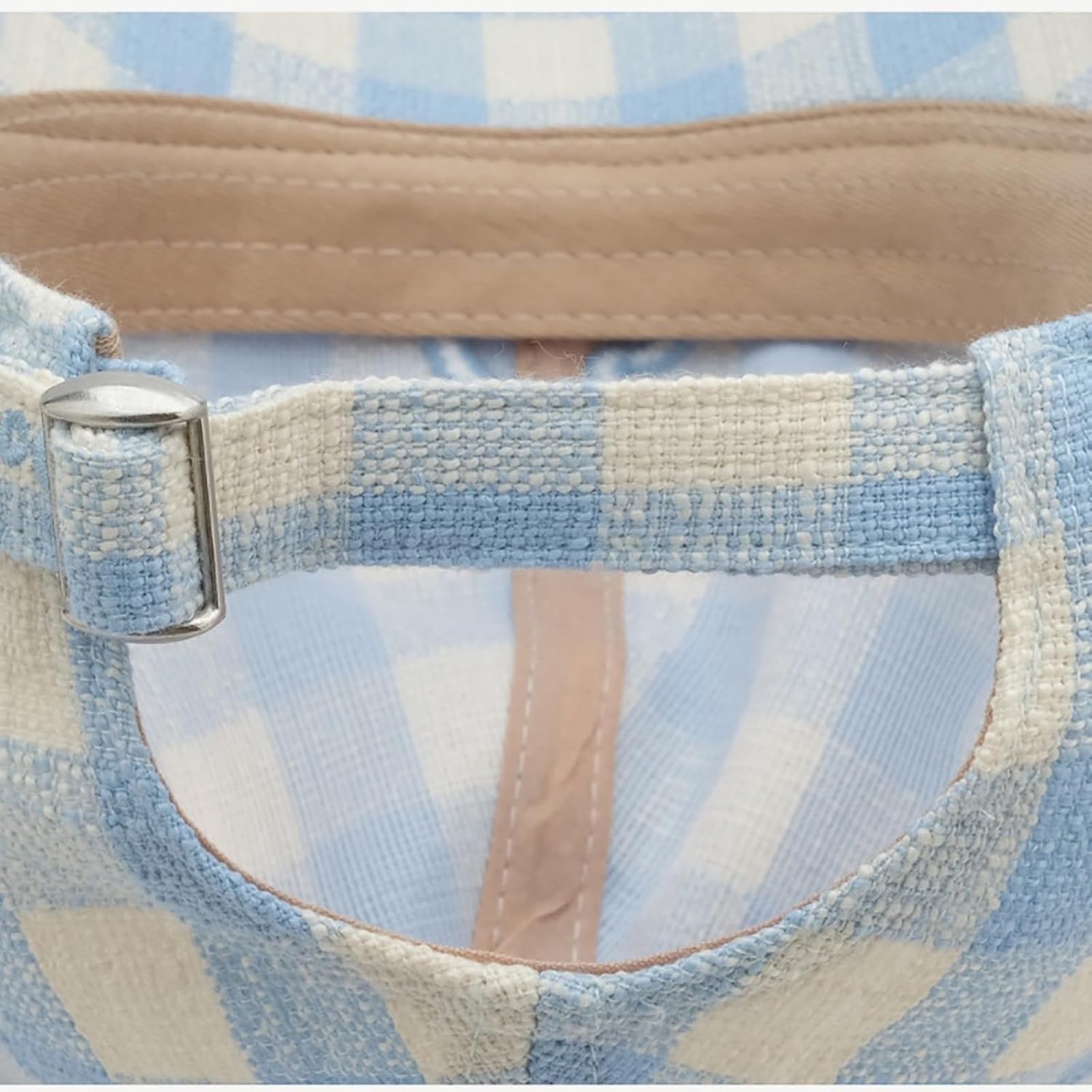 Women Checkered Baseball Cap Embroidery Bow Wide Brim Hat Photo Props Breathable Embroidery Bow Adults Casual Sport Beige, 适合头围54-58cm - Image 6