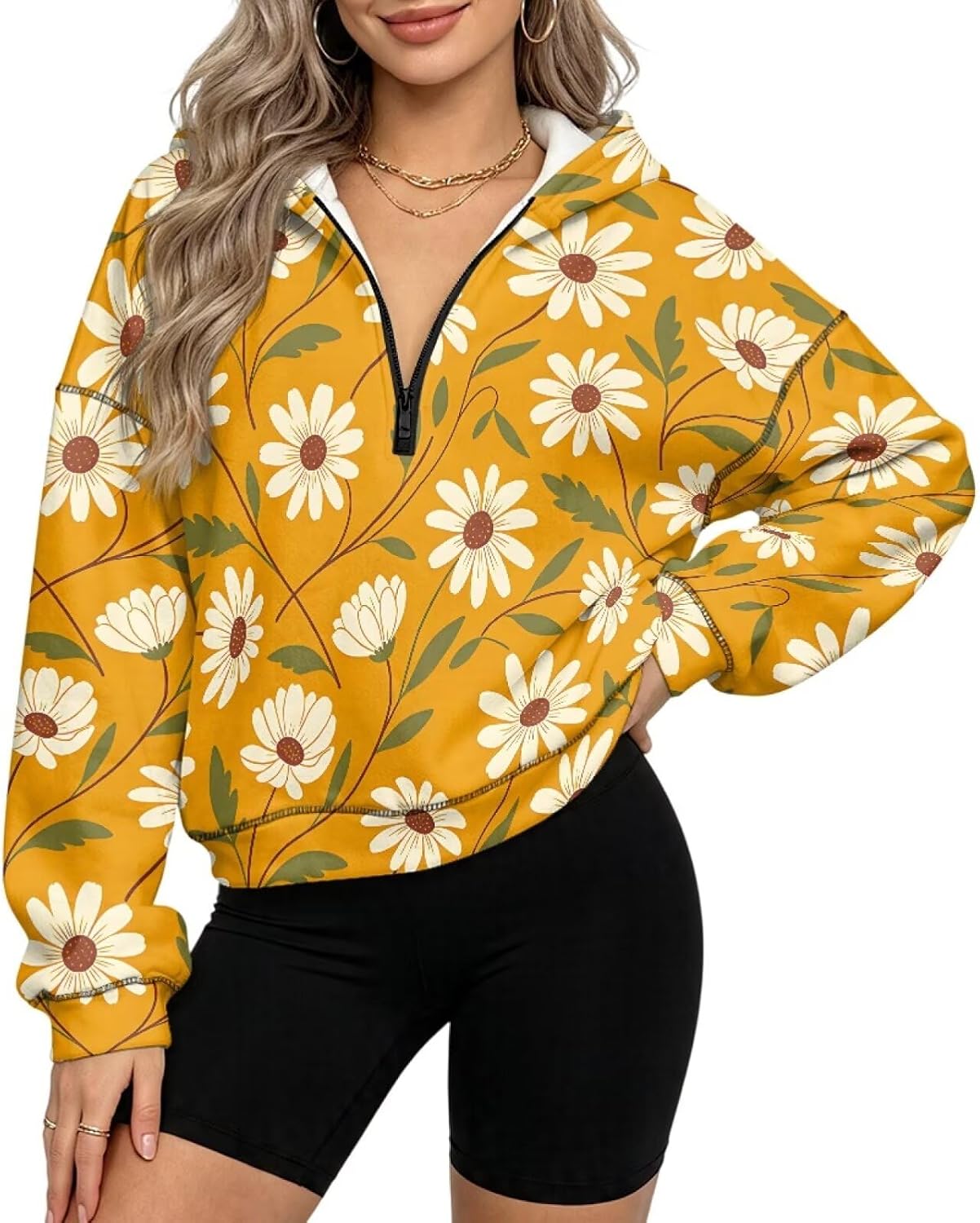 Womens Half Zip Pullover Cute Hoodies Fleece Lined Womens Sweatshirt Fashion Fall Winter Outfits Y2K Sweatshirts