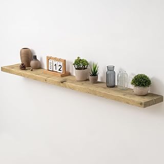Acovy 55" Unfinished Solid Reclaimed Wood Floating Shelves, Rustic Heavy-Duty Wall Shelves, 8" Deep Floating Shelf for Living Room, Bathroom, Bedroom and Kitchen, Set of 1, Natural