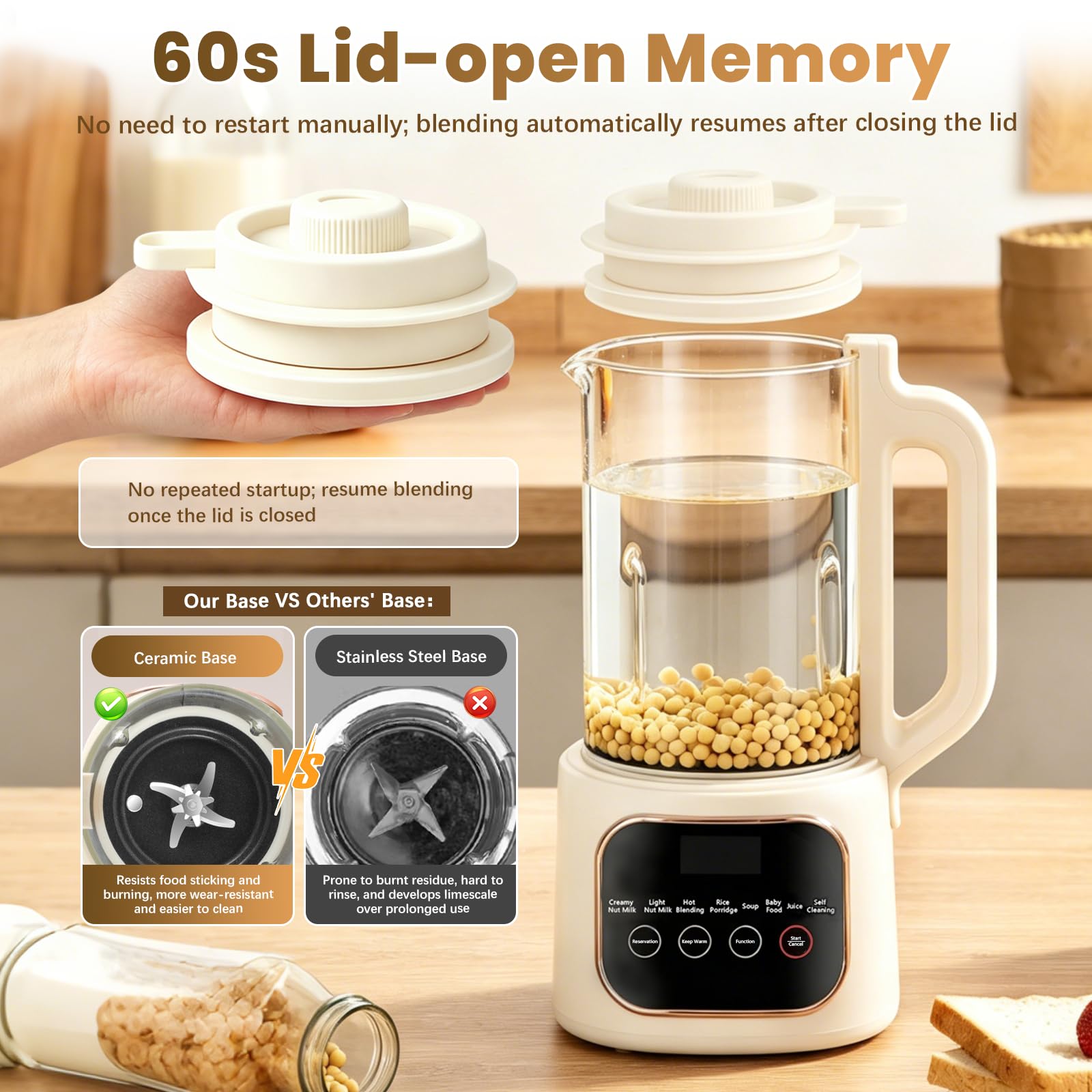 Macchina per Latte di Soia, 1600 ml Macchina per Latte Vegetale Automatica