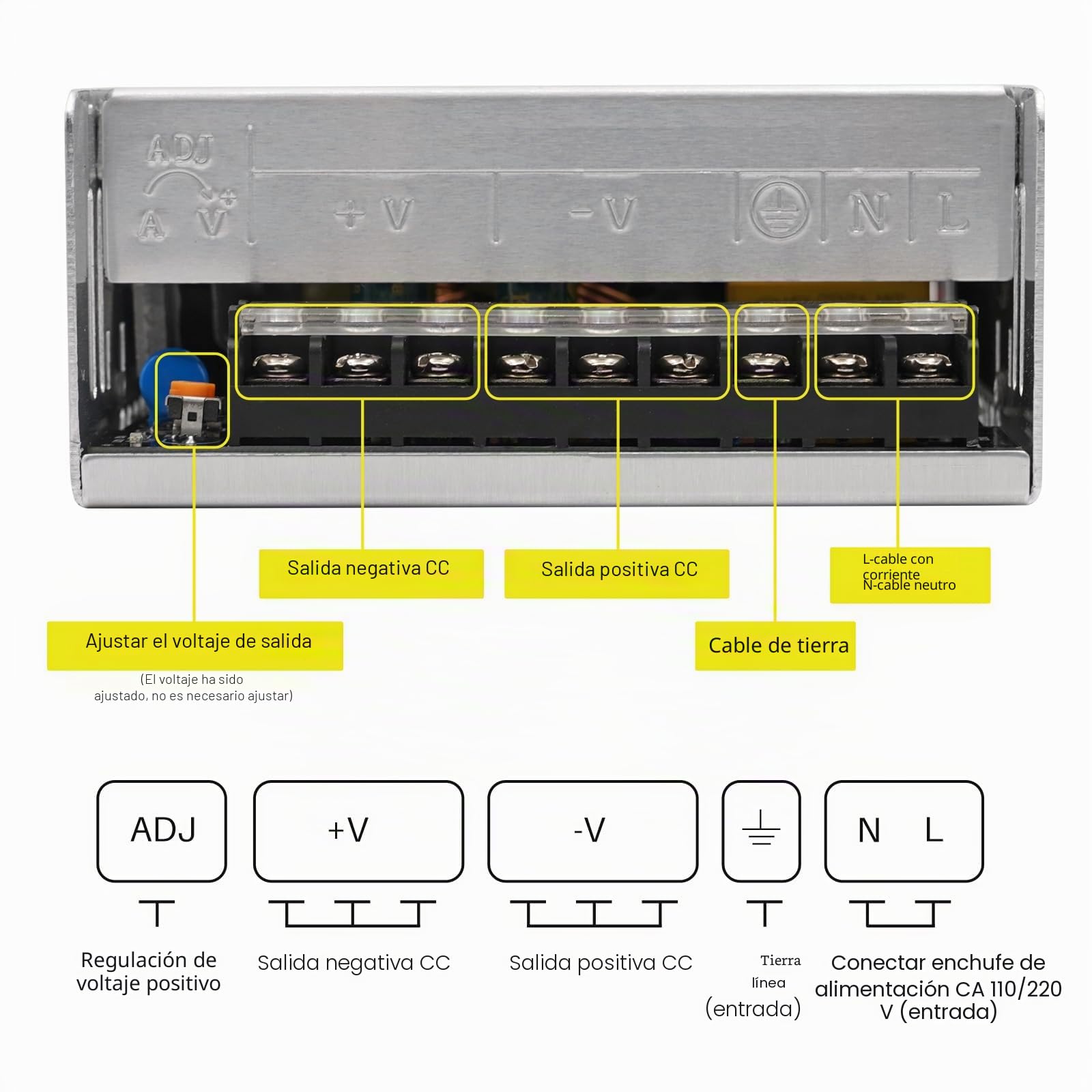 24V 25A 600W Fuente de Alimentación Conmutada Universal Fuente de Alimentación Regulada LED Fuente de Alimentación Conmutada 24V Transformador de Monitoreo Adaptador Convertidor
