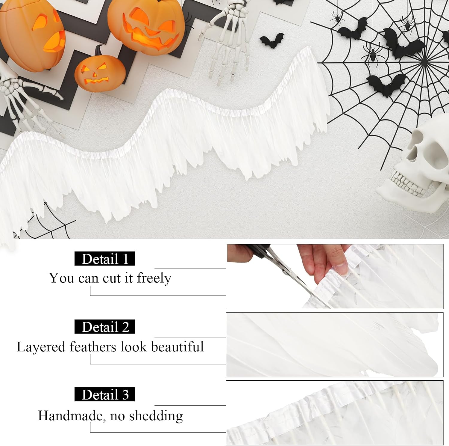 10 Yards Duck White Goose Feather Trim Fringe 6-8 Inch, Sewing Costume