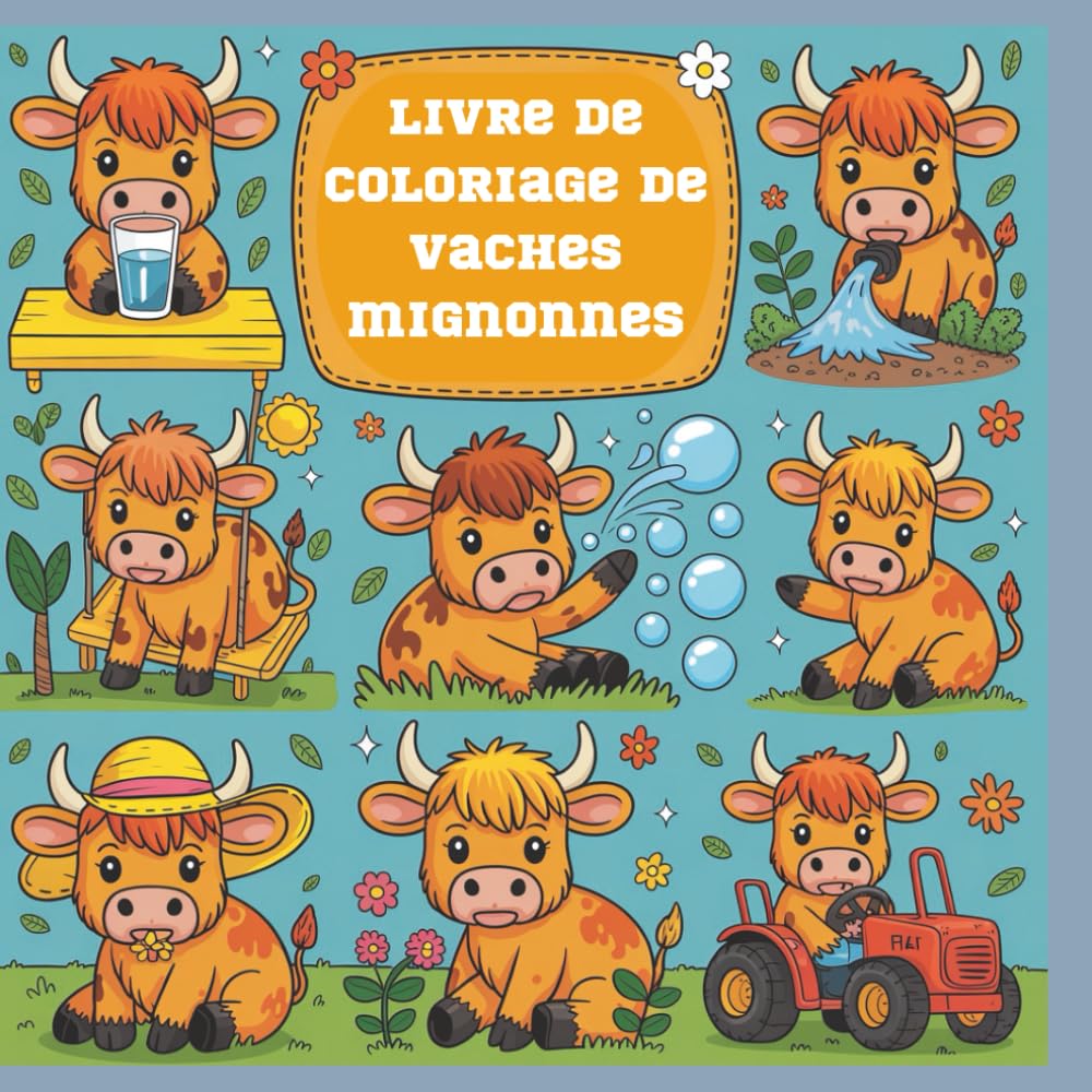 Livre de coloriage de vaches mignonnes: Pages de coloriage simples et audacieuses pour enfants de 3 à 7 ans | Activité amusante, relaxante et créative