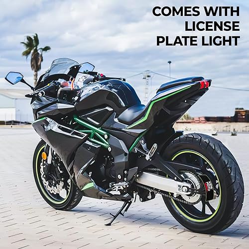 Miniatura 6 de KEMIMOTO Soporte de Placa de Matrícula de Motocicleta Universal Lateral Curvado Portaplaca para Sportster Softail Dyna Sport Bike Compatible con