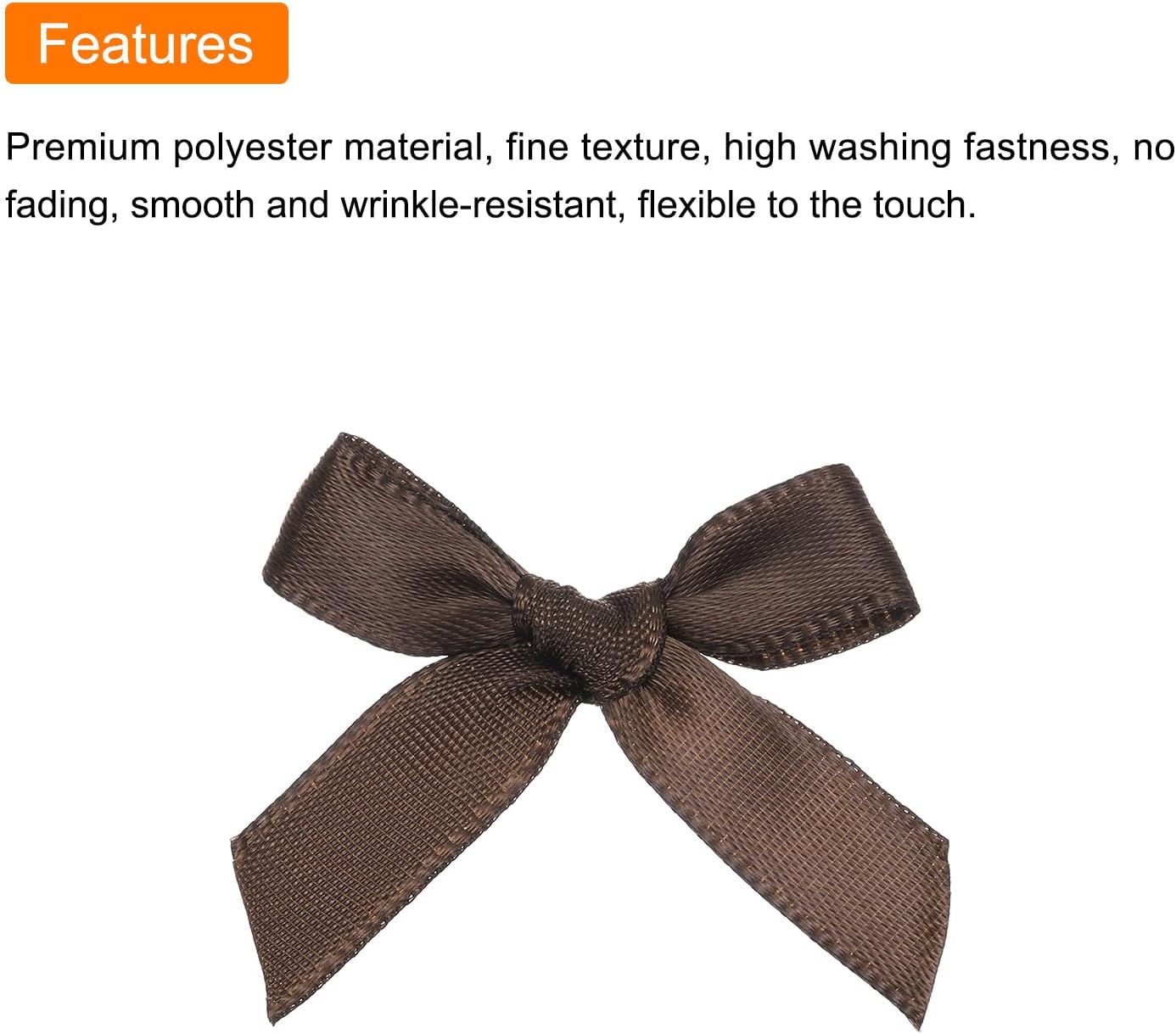 MECCANIXITY 50Pcs Mini Ribbon Bow 1.8 inch Mini Fabric Satin Ribbon Flower Bows for Craft DIY Sewing Wedding Birthday Party Dark Coffee - Image 4