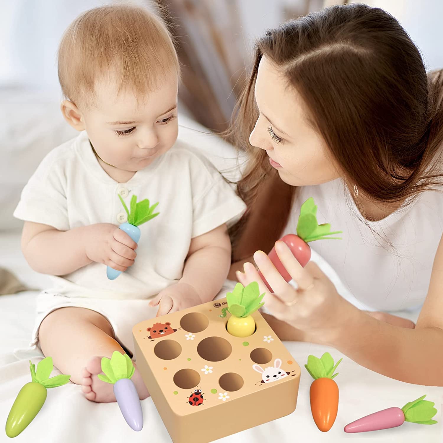 Houten speelgoed vanaf 1 jaar, stimuleert de baby-motoriek, vanaf 12 maanden, voor jongens en meisjes, Montessori-sorteerspel, houten puzzel, educatief speelgoed voor kinderen, cadeau-idee