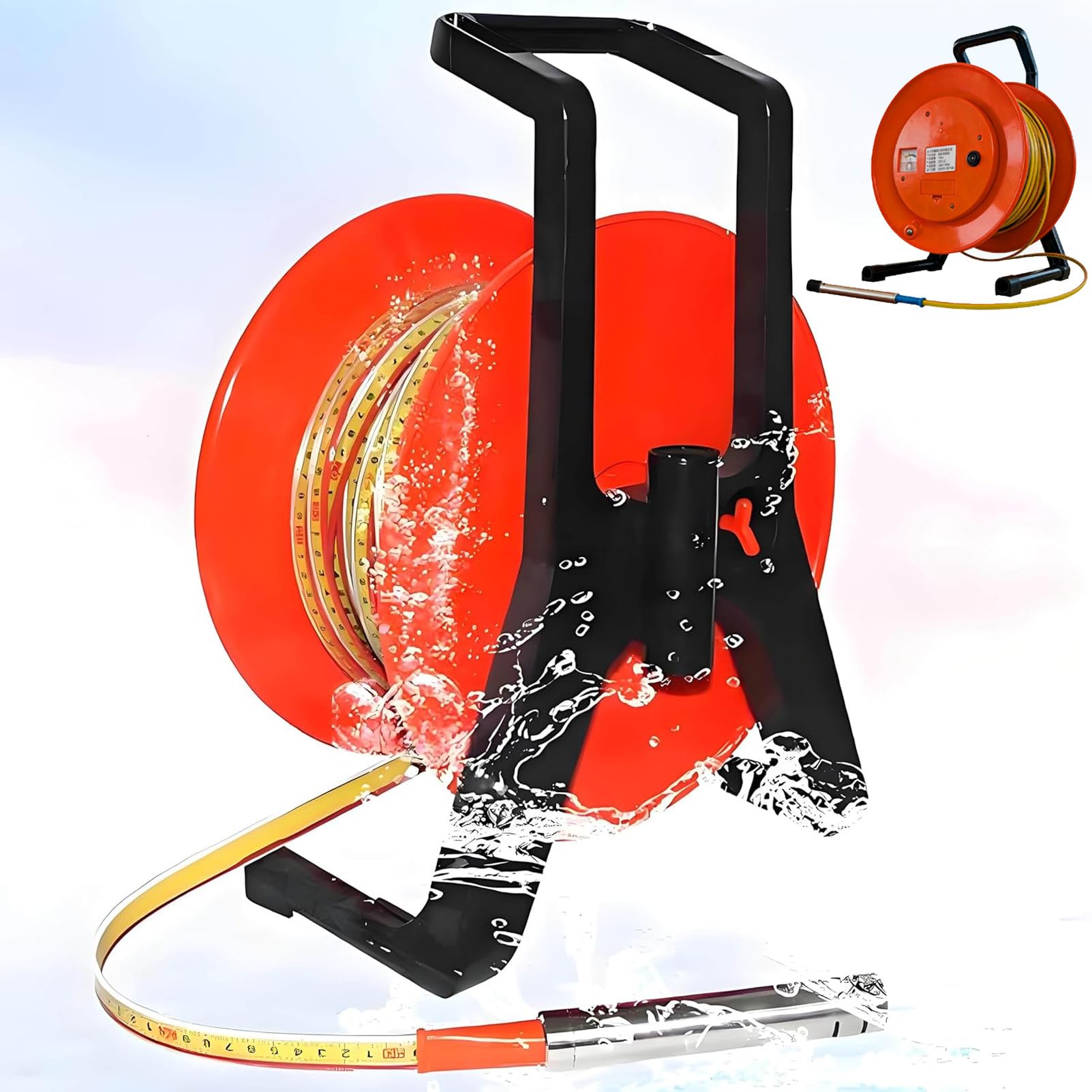 Ofyphth Water Level Meter, Portable Deep Well Water Level Meter indicator water level borehole depth meter dip meter depth 10m-500m, for Borehole, Well, Pipe Use – Battery Not Included. 10m