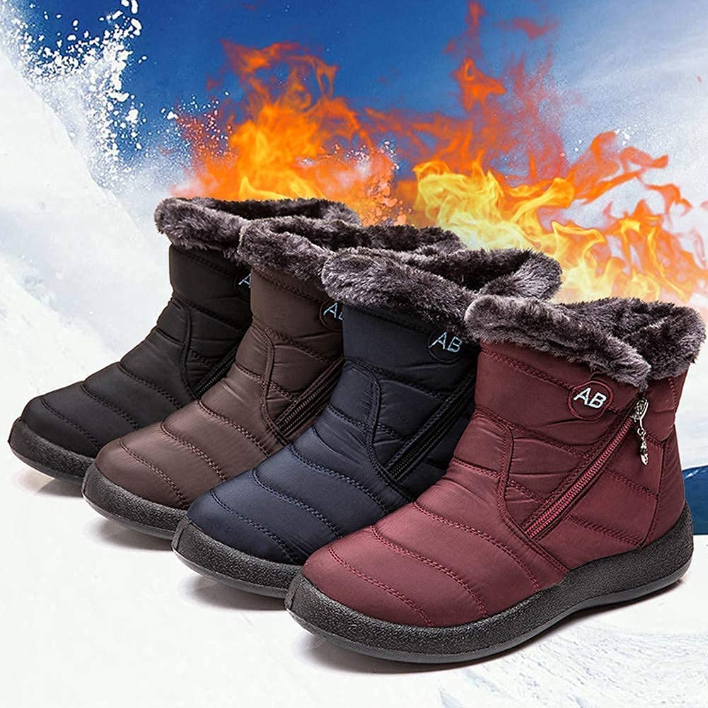 Stivaletti Donna,Popoti Stivali Inverno Caldo Neve Stivaletti Imbottiti di Unisex Impermeabile Appartamenti Stivaletti Antiscivolo Casual Camminate All'aperto