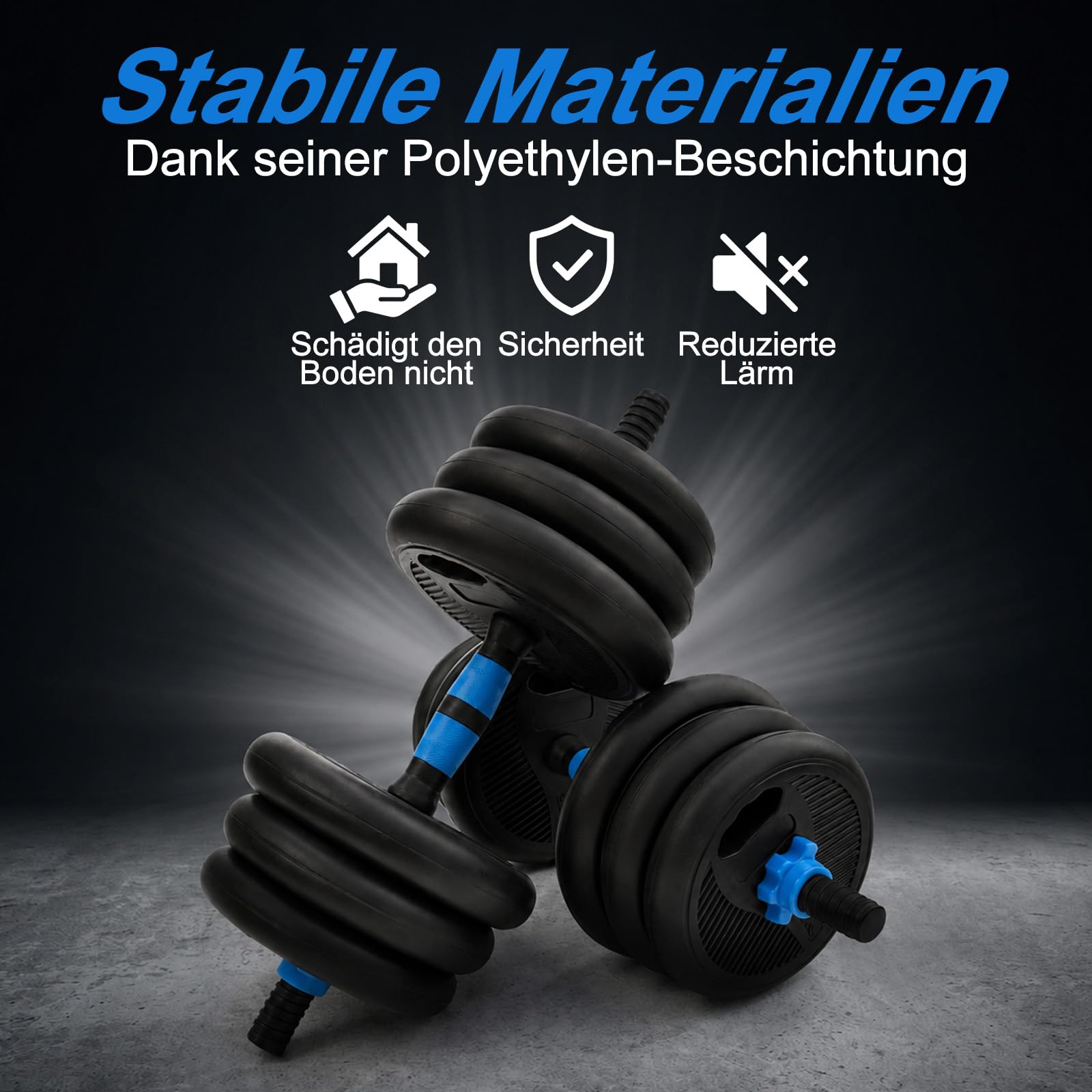 6-in-1 Multifunktions-Hantelset 20KG – Verstellbare Kurzhantel & Langhantel mit Kettlebell, Liegestützgriffen, Springseil & Bauchtrainer, Fitness Set