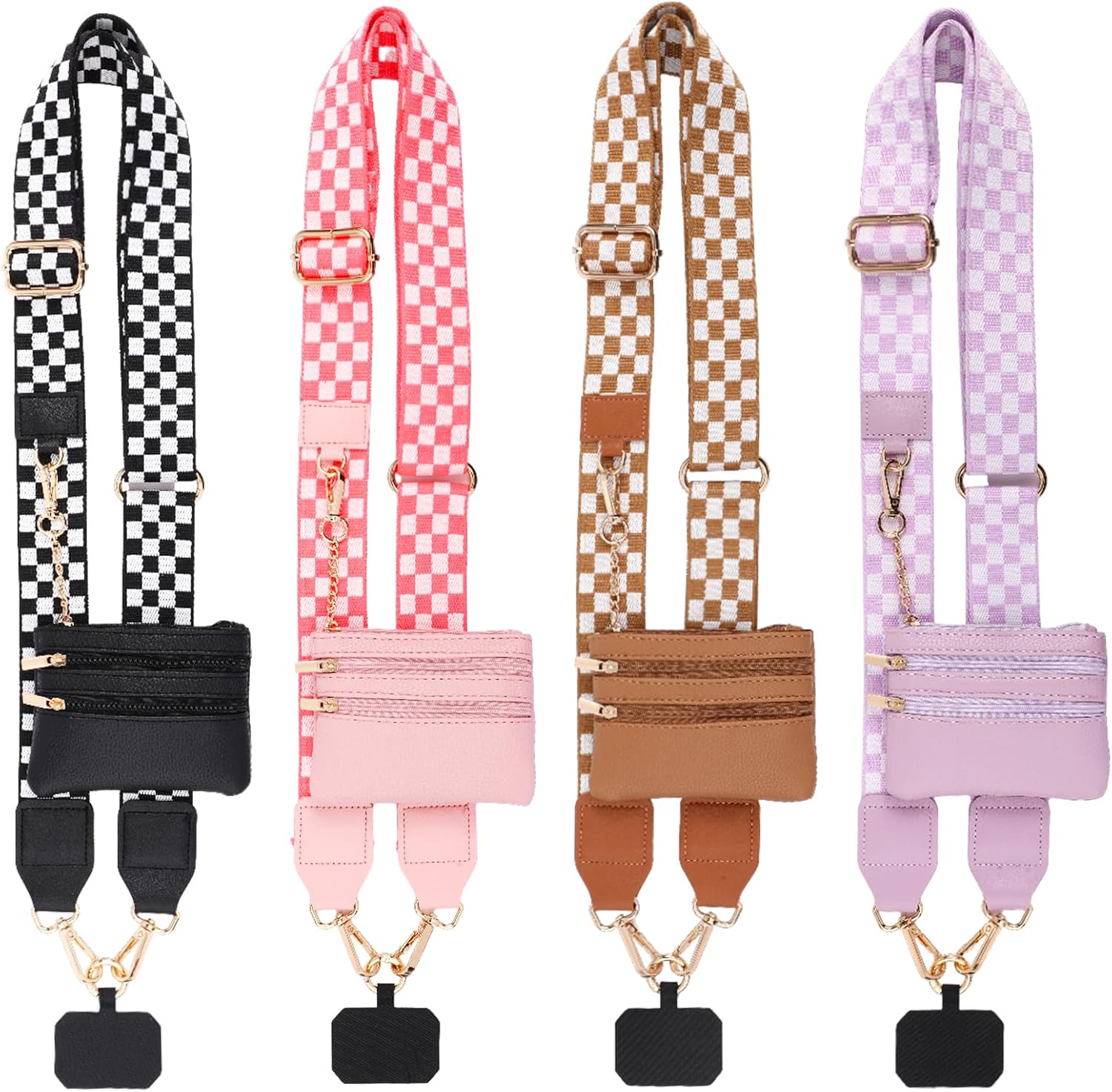 4 Pack Clip and Go Strap for Phone with Wallet Crossbody Phone Strap with Zippered Pouch Adjustable Lanyard Bag(Cute)