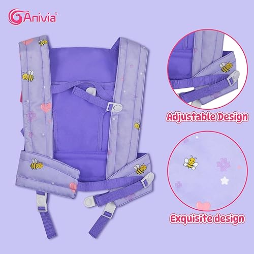 Miniatura 6 de ANIVIA Portabebés de lujo para muñecas para niños y niñas pequeñas, accesorios de muñeca, portabebés de juguete para niños pequeños, correas
