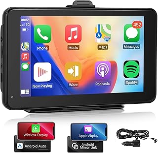 Apple Carplay Screen Portable Carplay Portable Android Auto Car Stereo Wireless Apple Carplay Android Auto 7 Inch Car Radio with Bluetooth Mirrorlink FM Transmitter Voice Control
