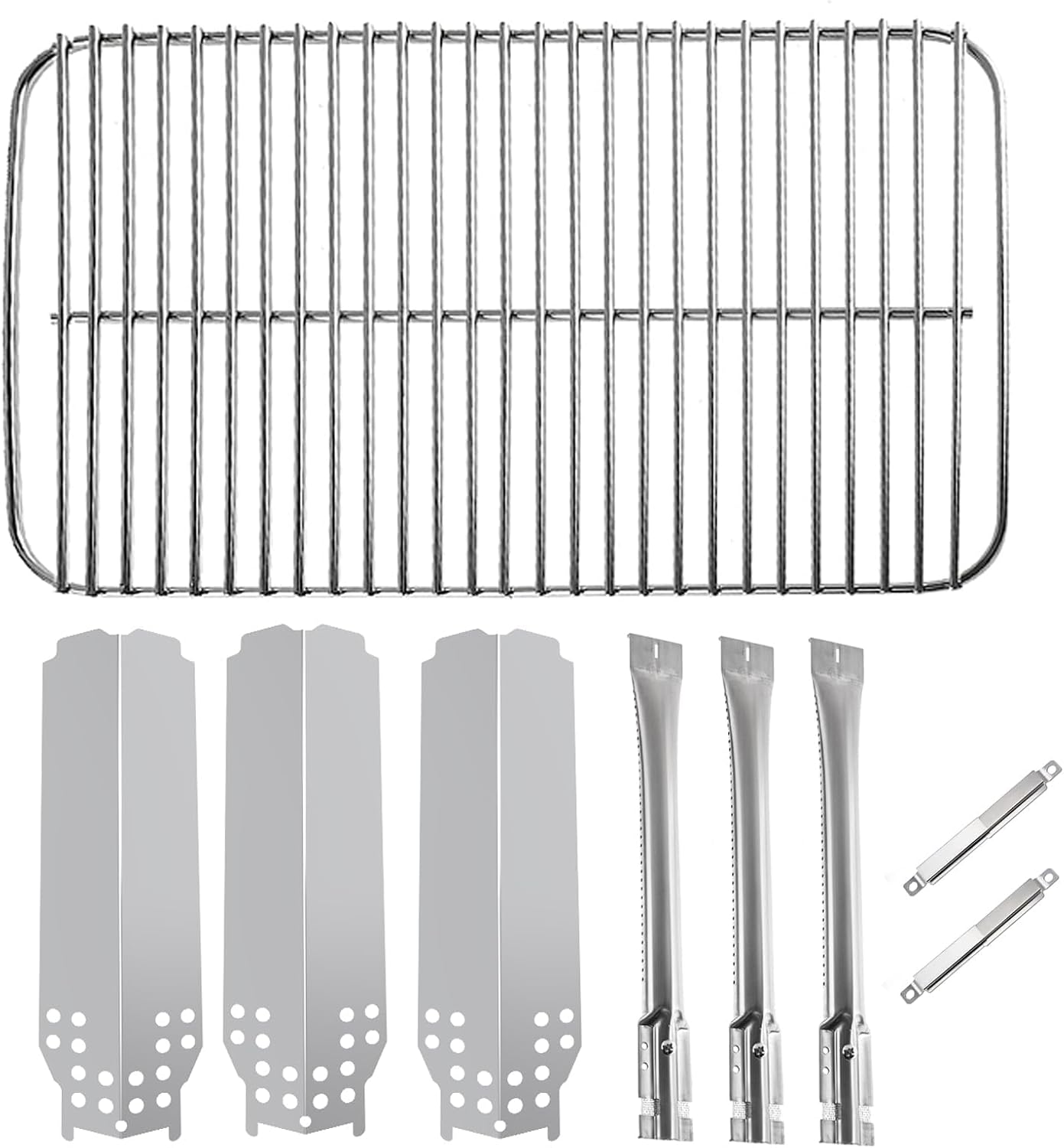 BQMAX Stainless Steel Replacement Parts for Charbroil Classic 360 3-Burner 463742418, 463773717, G320-0200-W1, G215-0203-W1 Grill Burner, Heat Plate, Cooking Grate and Adjustable Carryover Tube
